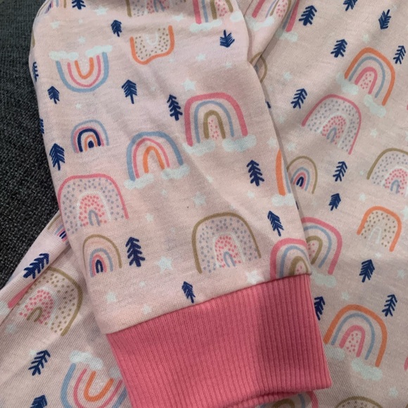 Girls Eddie Bauer Pink Pajama Set Size M 10/12 Like New Rainbows Arrows - Picture 8 of 14